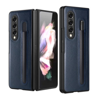 Протиударний чохол Litchi Pattern Foldable Samsung Galaxy Z Fold3 5G - синій