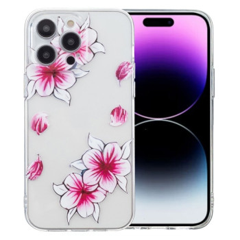 Чехол Colored Drawing Pattern Transparent Series на iPhone 16 Pro Max - Sakura