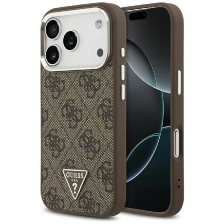 Оригинальный чехол Guess 4G Triangle Logo с MagSafe на iPhone 17 Pro - brown
