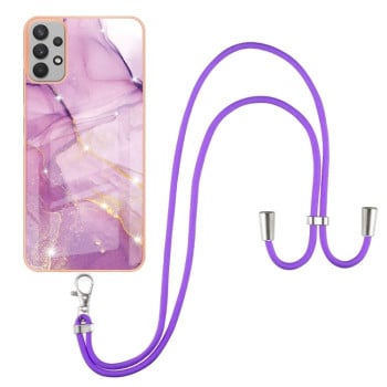 Противоударный чехол Electroplating IMD with Lanyard для Samsung Galaxy A23 5G / 4G - фиолетовый