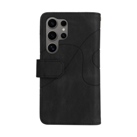 Чехол-книжка Dual-color 9 Card Slots Zipper Wallet Leather для Samsung Galaxy S25 Ultra 5G - черный