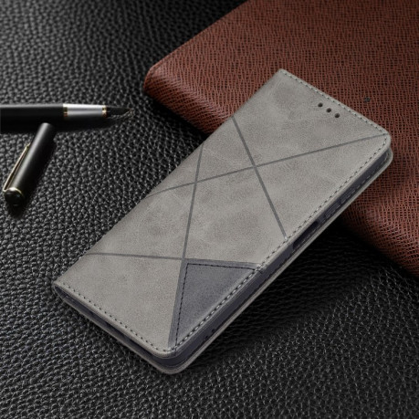 Чехол-книжка Rhombus Texture для Xiaomi Redmi 10 - серый
