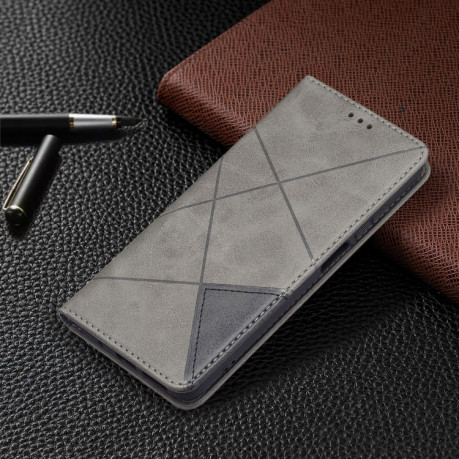 Чехол-книжка Rhombus Texture для Xiaomi Redmi 10 - серый