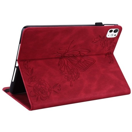 Чехол- книжка Butterfly Flower Embossed Leather на iPad Pro 11 2024 - красный
