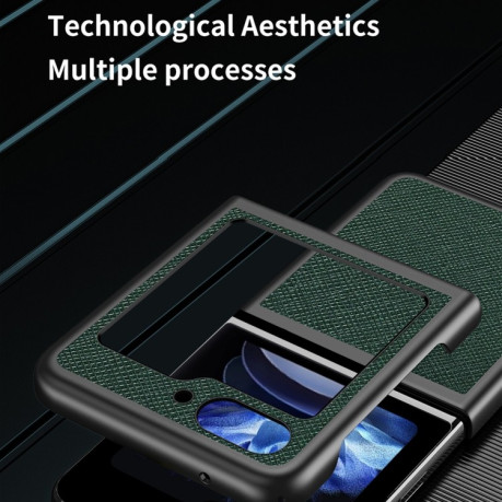 Противоударный чехол Cross Texture All Inclusive для Samsung Galaxy Flip 5 - зелёный