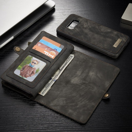 Шкіряний чохол-гаманець CaseMe на Samsung Galaxy S8+/G955 Crazy Horse Texcture Detachable-чорний