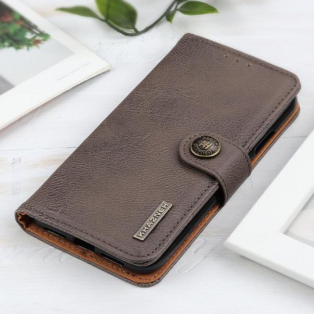 Чехол-книжка KHAZNEH Cowhide Texture на Samsung Galaxy S25 Edge 5G - хаки