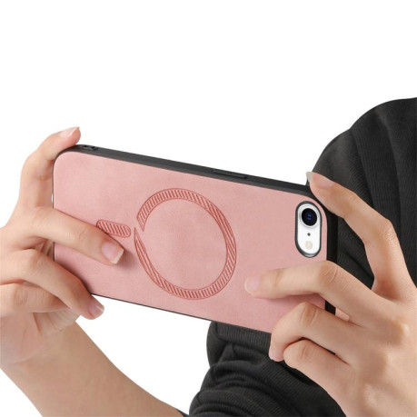 Чохол Solid Color Retro Magsafe для iPhone 16e - рожевий