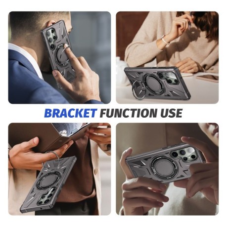 Противоударный чехол HTM MagSafe Magnetic Shockproof Phone Case with Ring Holder для Samsung Galaxy S24+ 5G - серый
