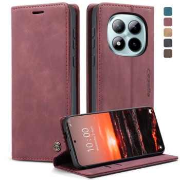 Чохол-книжка CaseMe-013 багатофункціональний з кишенькою на карт на Xiaomi Poco 8 Pro/Redmi Note 15 Pro+ 5G Global 163.3mm — червоний