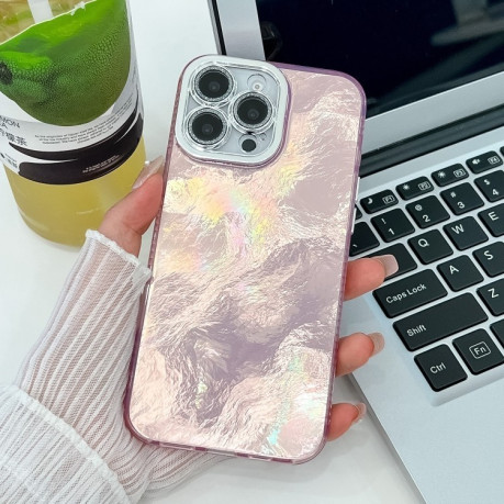 Протиударний чохол Plating Glitter Texture TPU with Lens Film для iPhone 16 Pro - Pink Tinfoil Texture