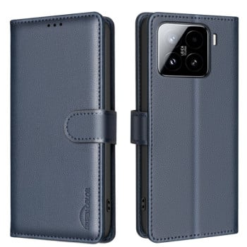 Чехол-книжка Litchi Texture RFID Anti-theft Leatherдля Xiaomi 15 Pro - синий