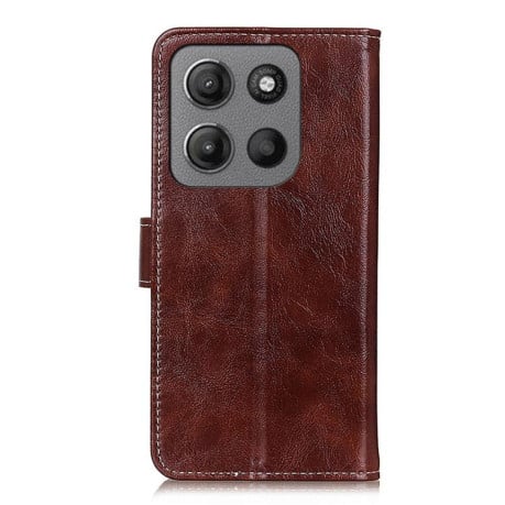 Чехол-книжка Magnetic Retro Crazy Horse Texture на Motorola Moto G15 4G - коричневый