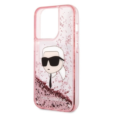 Оригінальний чохол Karl Lagerfeld Glitter Karl's Head для iPhone 14 Pro Max - pink