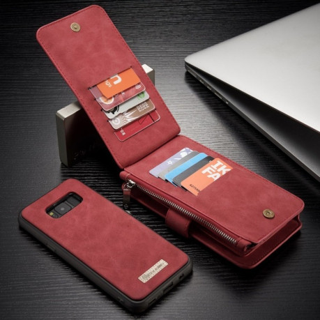 Кожаный чехол- кошелек CaseMe 007 на Samsung Galaxy S8 Plus / G955-красный