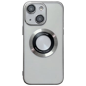 Противоударный чехол Electroplating (Magsafe) для iPhone 15 - серебристый