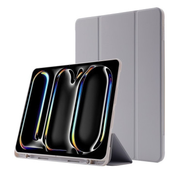 Чохол-книжка Skin Feel Tri-fold Leather Tablet Case with Pen Slot для  iPad Pro 13 2024 - сірий