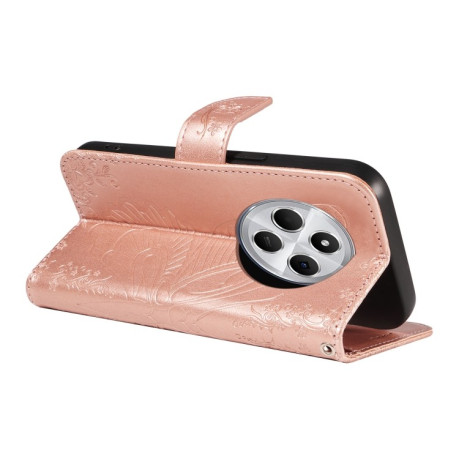 Чохол-книжка Swallowtail Butterfly Embossed Leather для Xiaomi Redmi 14C 4G/Poco C75/Redmi A4 5G - рожеве золото