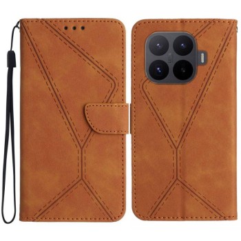 Чохол-книжка Stitching Embossed Leather на Xiaomi 17T Pro 5G — коричневий