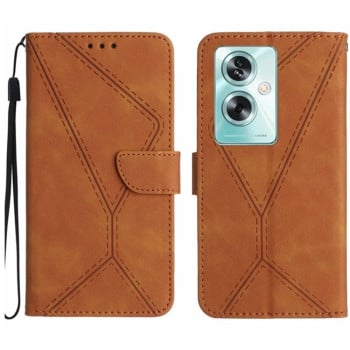 Чохол-книжка Stitching Embossed Leather для OPPO Reno11 F 5G/F25 Pro 5G - коричневий