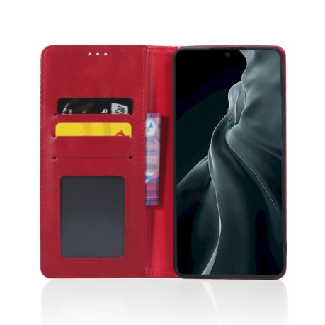 Чохол-книжка Magnetic Buckle Retro на Xiaomi Mi 12 - червоний