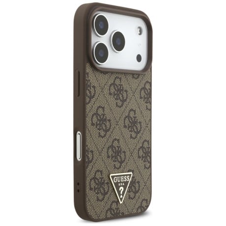 Оригинальный чехол Guess 4G Strap Triangle Logo с MagSafe на iPhone 17 Pro - brown