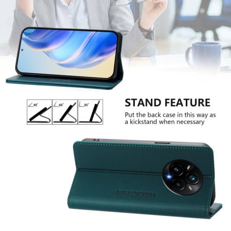 Чохол-книжка RC01 Dual-Folded Magnetic Suction RFID Leather на Realme 14 Pro+ 5G - зелений