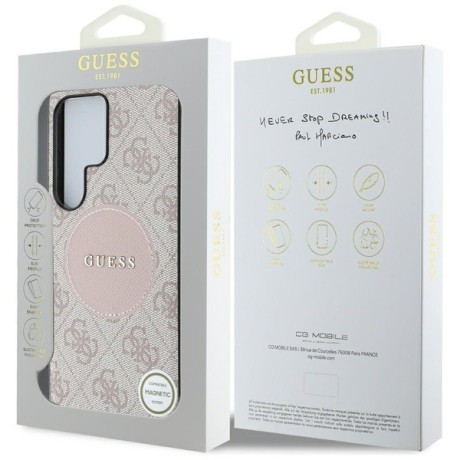 Оригінальний чохол Guess 4G Round Patch Classic Logo MagSafe для Samsung Galaxy S25 Ultra - Pink