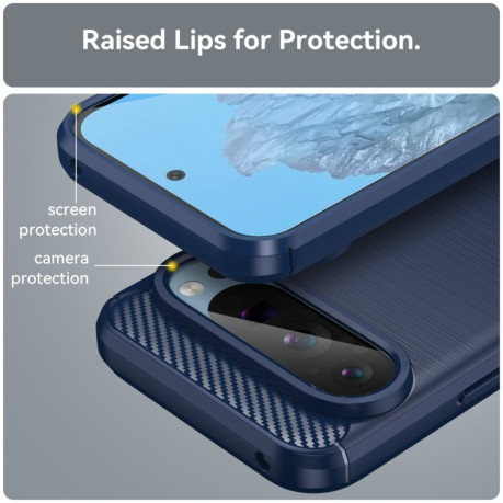 Протиударний чохол Brushed Texture Carbon Fiber на Google Pixel 9 Pro 5G - синій