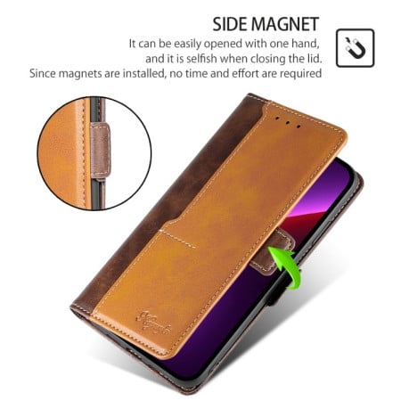Чехол-книжка Contrast Color для Samsung Galaxy M55 5G - Dark Brown + Gold