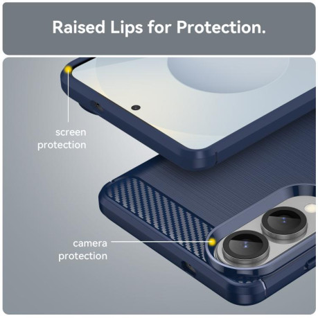 Протиударний чохол Brushed Texture Carbon Fiber для Samsung Galaxy S25 Edge 5G - синій