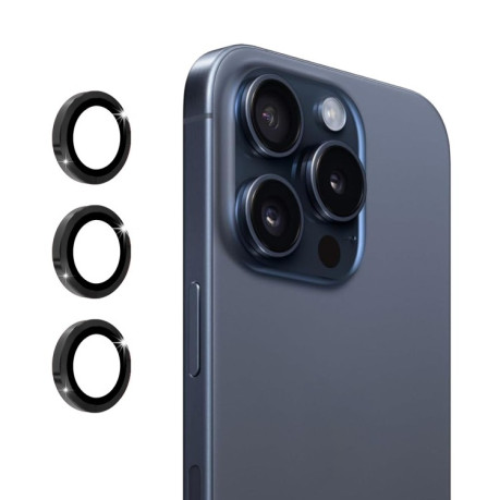 Защитное стекло на камеру ENKAY 9H Aluminium для iPhone 16 Pro / 16 Pro Max - черное