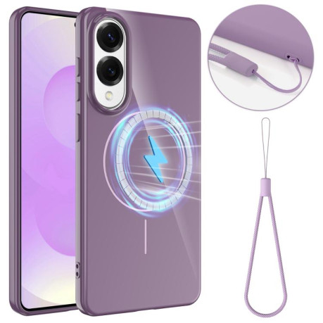Протиударний чохол Glossy TPU Shockproof MagSafe для Samsung Galaxy S25 Edge 5G - фіолетовий