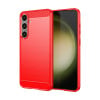 Противоударный чехол Brushed Texture Carbon Fiber на Samsung Galaxy S24+ 5G - красный