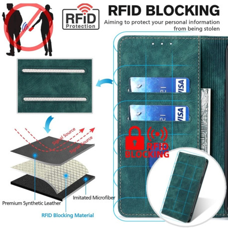Чехол-книжка RFID Anti-theft Brush для Realme 10 Pro+ 5G - зеленый