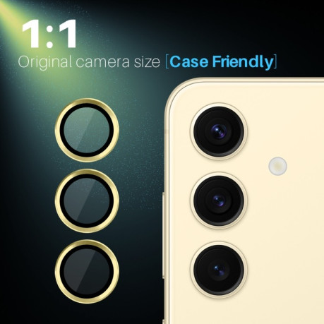 Защитное стекло NORTHJO Glitter Camera Lens Protector Tempered Glass Metal Ring на Samsung Galaxy S25 5G - золотое