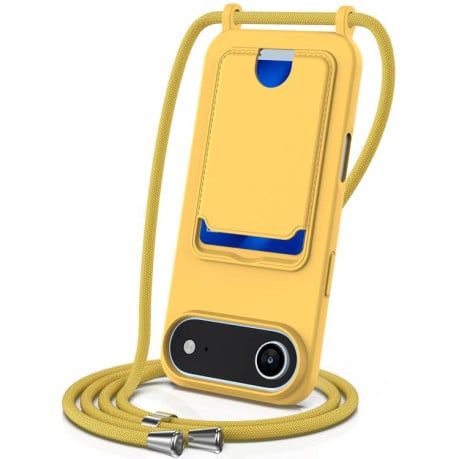 Силиконовый чехол Integrated Card Bag Solid Color Liquid Silicone на iPhone Air - желтый