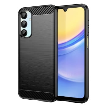 Противоударный чехол Brushed Texture Carbon Fiber на Samsung Galaxy A16 5G - черный