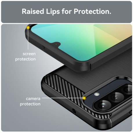 Противоударный чехол Brushed Texture Carbon Fiber на Samsung Galaxy A26 5G - черный