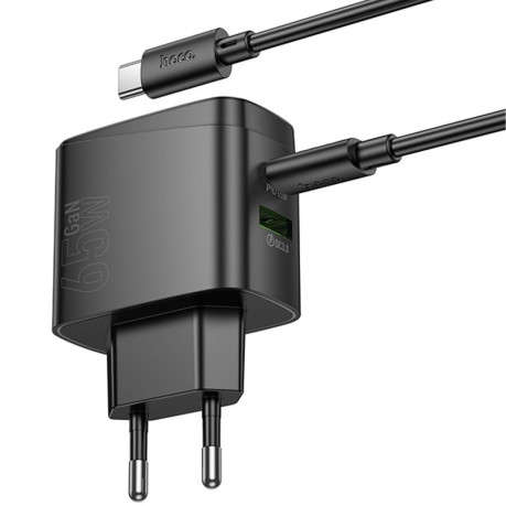 Зарядка Hoco CS63A Bright PD65W (1USB-A/1C) + кабель Type-C - Type-C - черная
