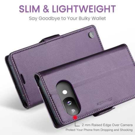 Чехол-книжка CaseMe 023 Butterfly Buckle Litchi Texture RFID Anti-theft Leather для Google Pixel 9a - фиолетовый