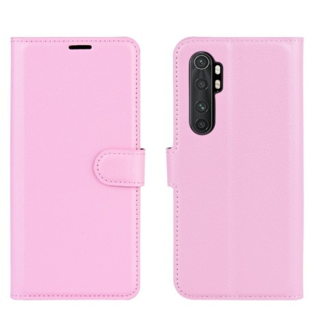 Чохол-книжка Litchi Texture на Xiaomi Mi Note 10 Lite - рожевий