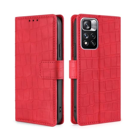Чехол-книжка Skin Feel Crocodile Texture для Xiaomi Redmi Note 11 Pro 5G (China)/11 Pro+ - красный