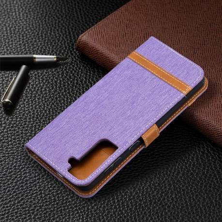 Чехол-книжка Color Matching Denim Texture на Samsung Galaxy S21 Plus - фиолетовый