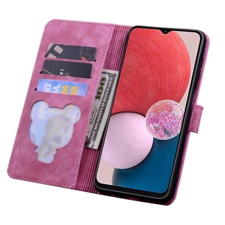 Чехол-книжка Cartoon Sakura Cat для Samsung Galaxy A16 5G - пурпурно-красный