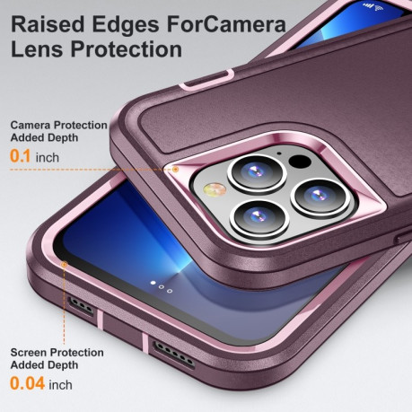 Противоударный чехол 3 in 1 Rugged Holder для iPhone 14 - фиолетово-розовый