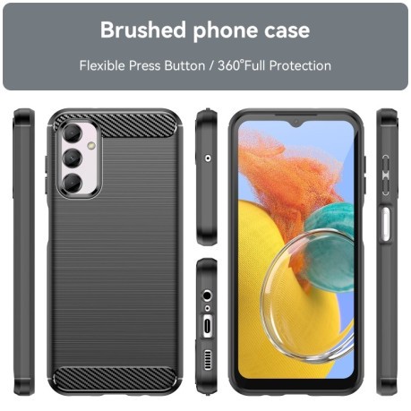 Чехол Brushed Texture Carbon Fiber для Samsung Galaxy M14 5G - черный