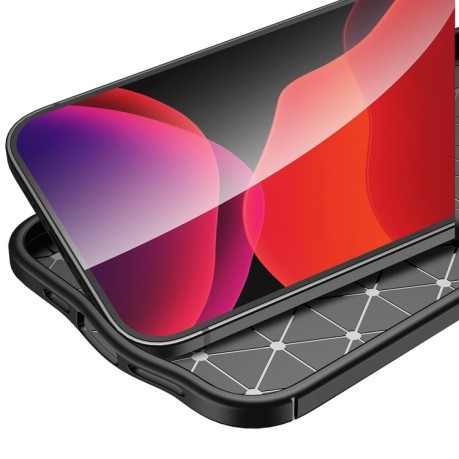 Противоударный чехол Litchi Texture на iPhone 14 Pro - черный