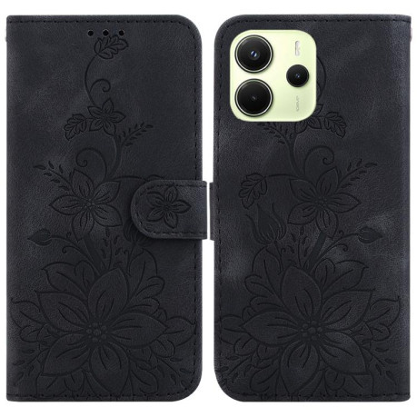 Чехол-книжка Lily Embossed Leather для Xiaomi Redmi Note 14 4G 164.84mm - черный
