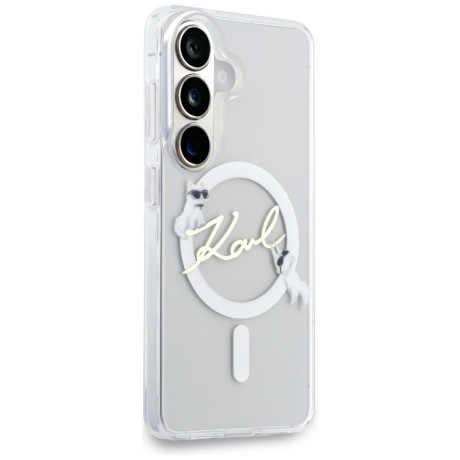 Оригінальний чохол Karl Lagerfeld IML KC Script з MagSafe для Samsung Galaxy S26 Plus — прозорий
